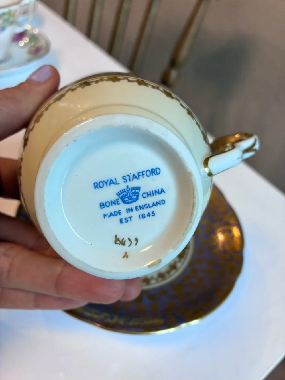 Royal stafford Purple and Gold Porcelain Teacup & Saucer